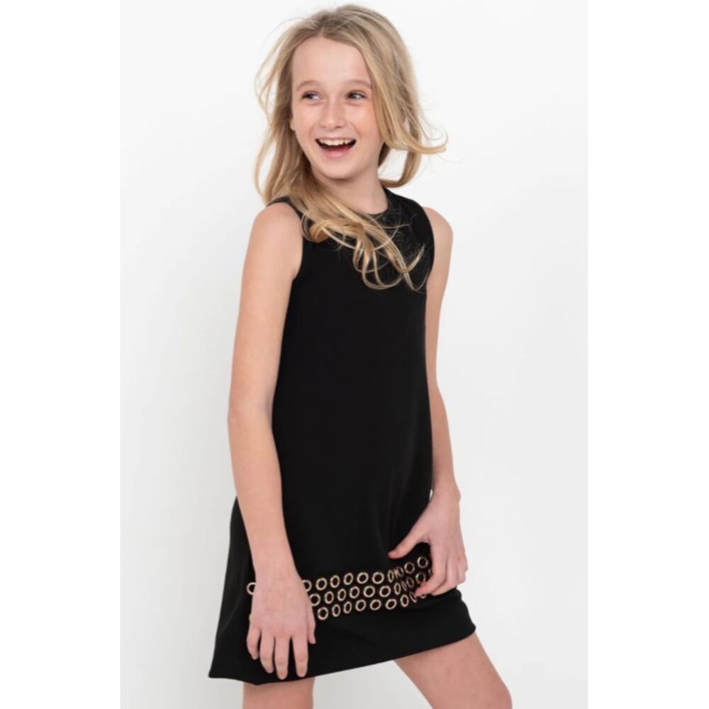 Tatum Grommet Black Jersey Dress for Girls size 7 8 chasing fireflies